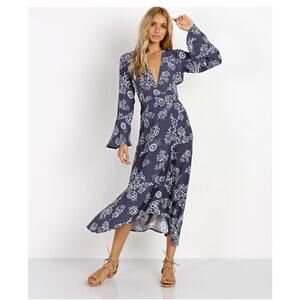 Faithfull The Brand Carioca Wrap Midi Dress Size: 2